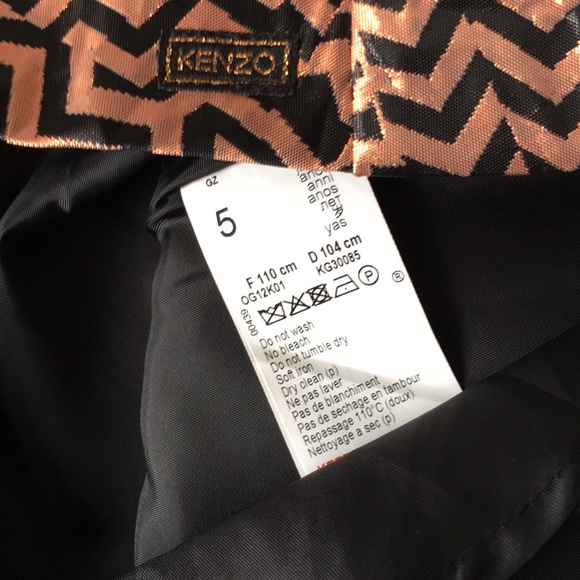 Kenzo Metallic Dress Kids Girls Bronze Black Zigzag 5Y - Picture 7 of 7